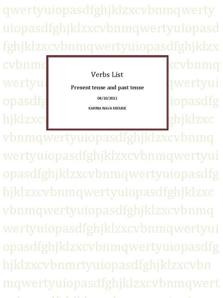 Present and Past Tense Verbs List | PDF