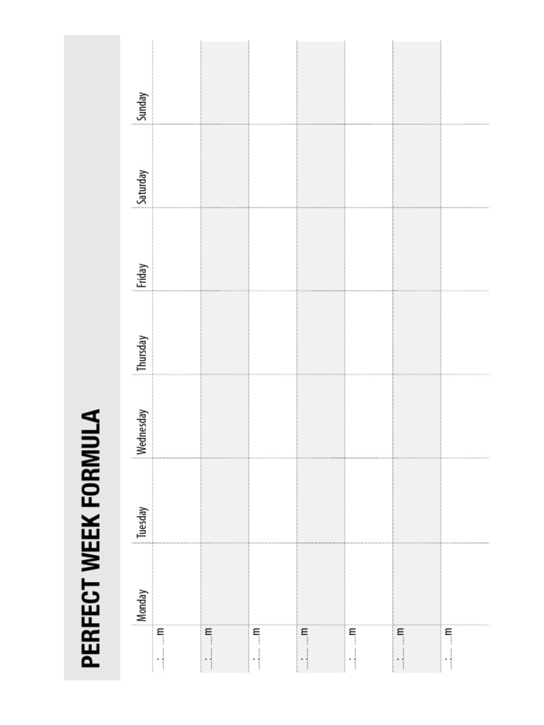 Perfect Week Formula Schedule | PDF