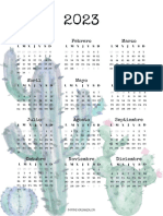 Calendario Cactus Acuarela 2023