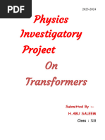 Project On Transformers Class XII