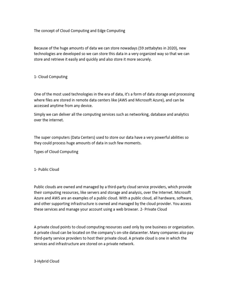 The Concept of Cloud Computing and Edge Computing | PDF
