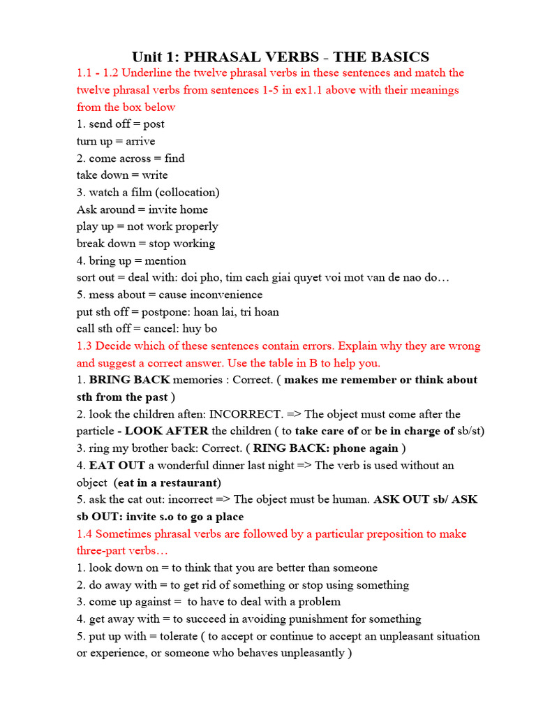 CAMBRIDGE ENGLISH PHRASAL VERBS IN USE (Elementary) | PDF