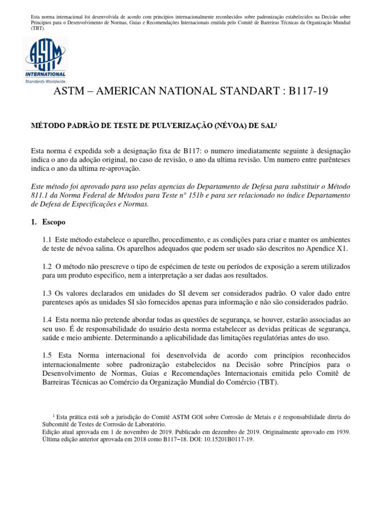 Norma B 117 - 2019 Traduzida | PDF | Ph | Corrosão