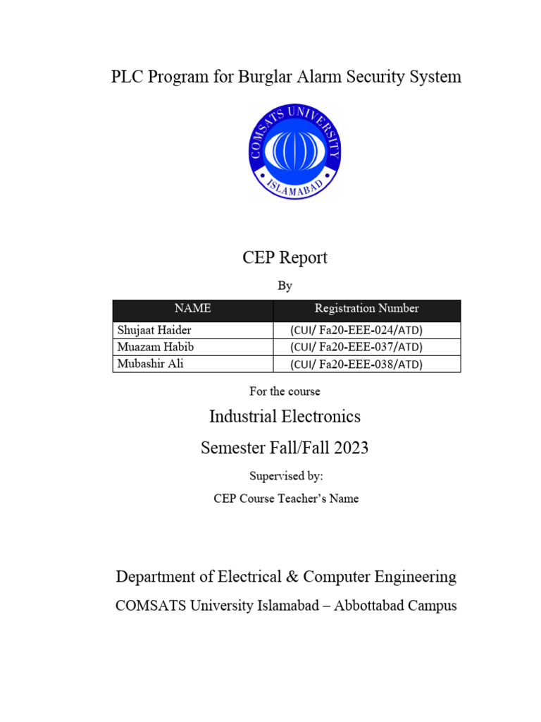 Cep Report V1 Pdf Security Alarm Programmable Logic Controller