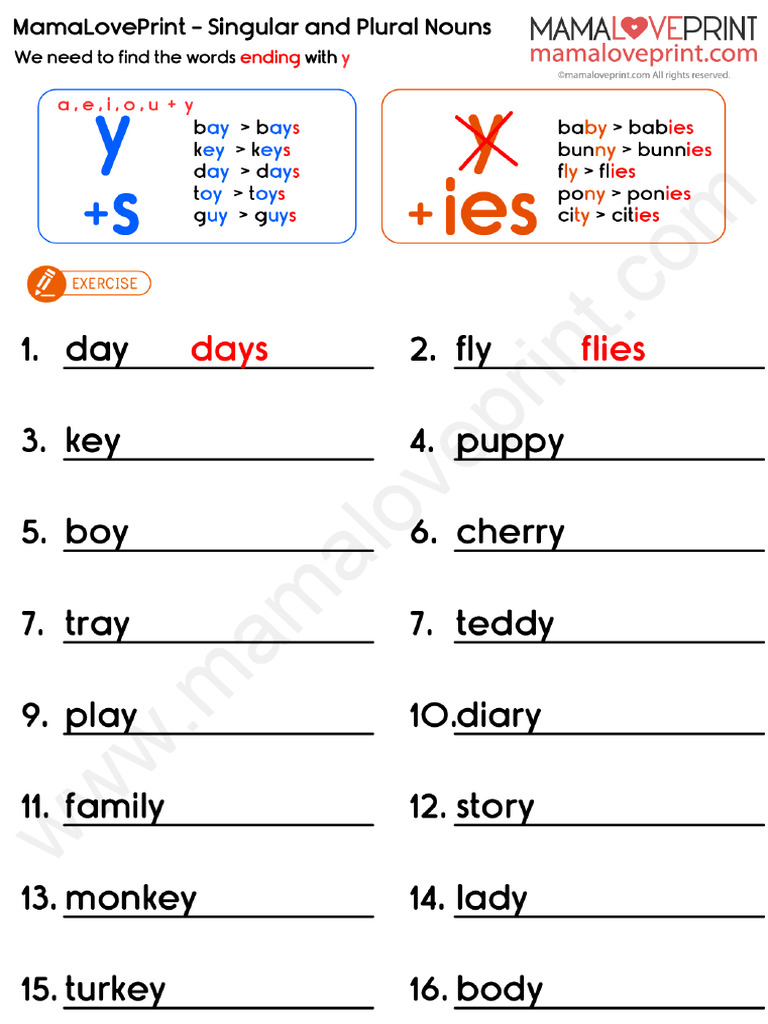 Mamaloveprint English Grammar Plural Nouns Book3 | PDF