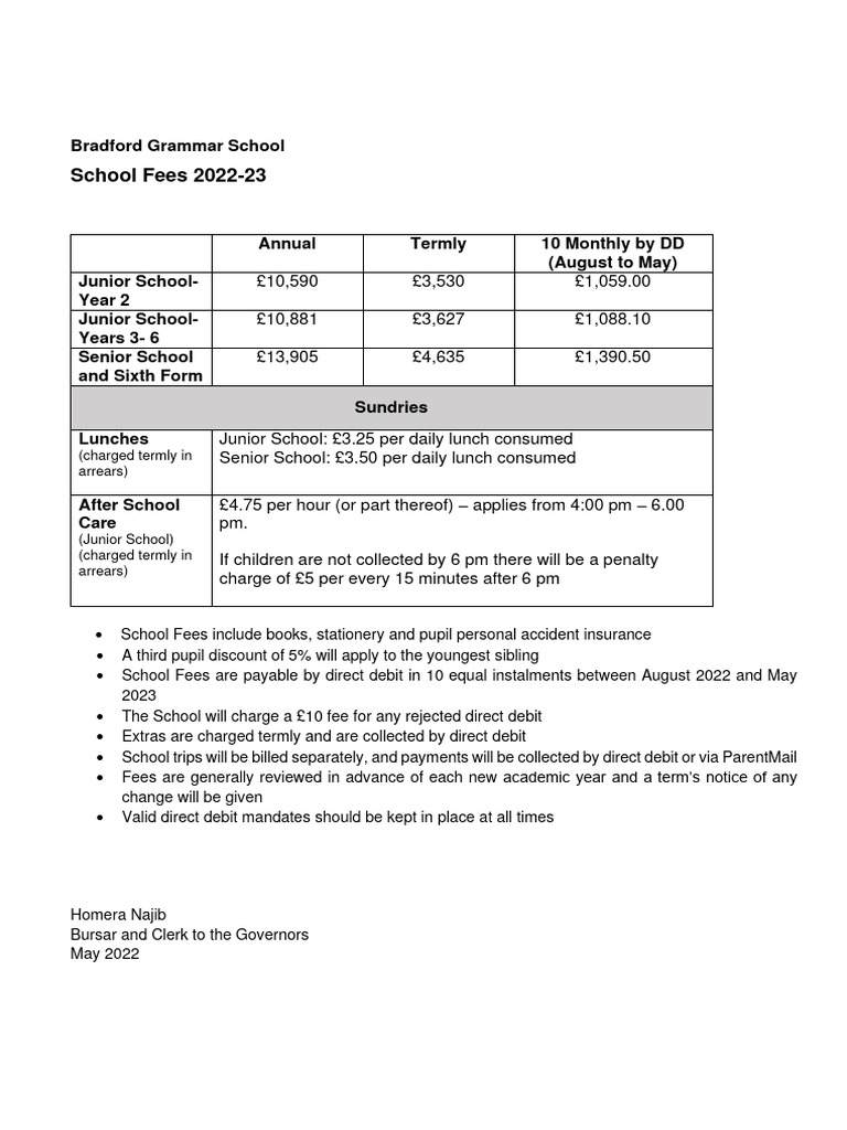 Fee Schedule PDF