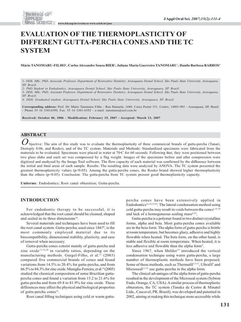 Evolution of Thermoplasticised GP Cones | PDF | Dental Degree | Dentistry