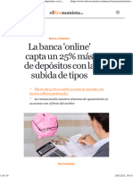 La Banca 'Online' Capta Un 25% Más de Depósitos Con La Subida de Tipos