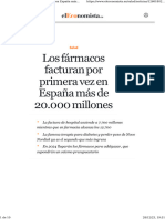 Los Fármacos Facturan Por Primera Vez en España Más de 20.000 Millones