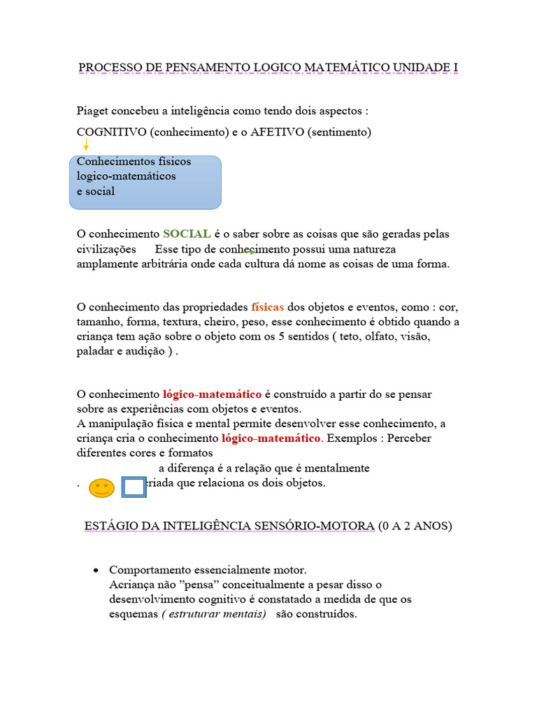 Desenvolvimento do Pensamento Lógico Infantil | PDF | Pensamento ...