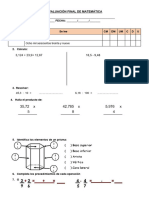 Evaluación de Matemática