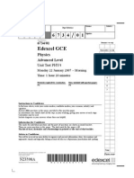 Edexcel A-LEVEL PHY4 January 2007 QP