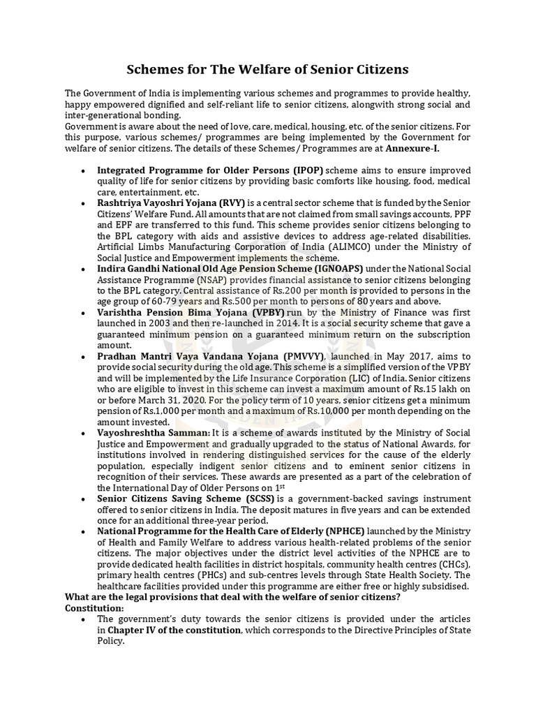 Post Office Deposit Schemes For Senior Citizens Pdf