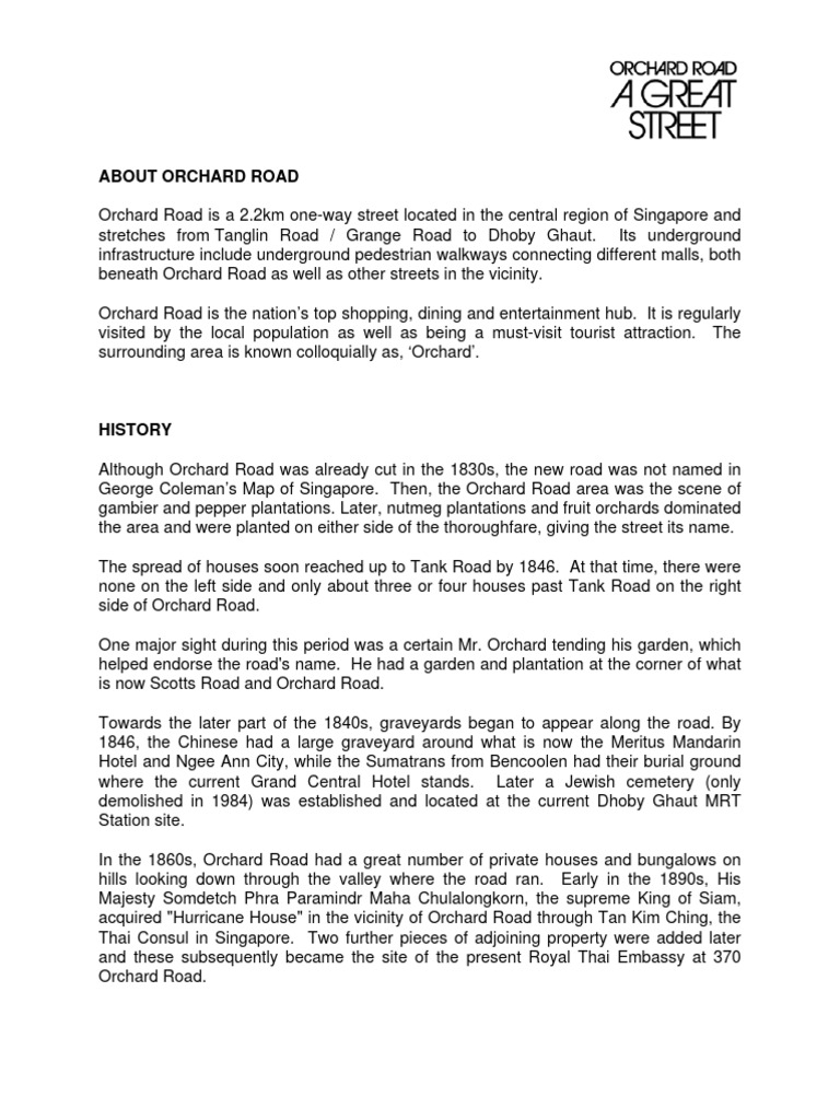 History and Highlights of Orchard Road | PDF
