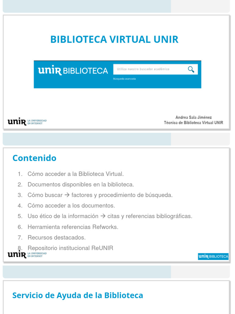 Guía Completa de la Biblioteca Virtual UNIR | PDF | Libreria digital ...