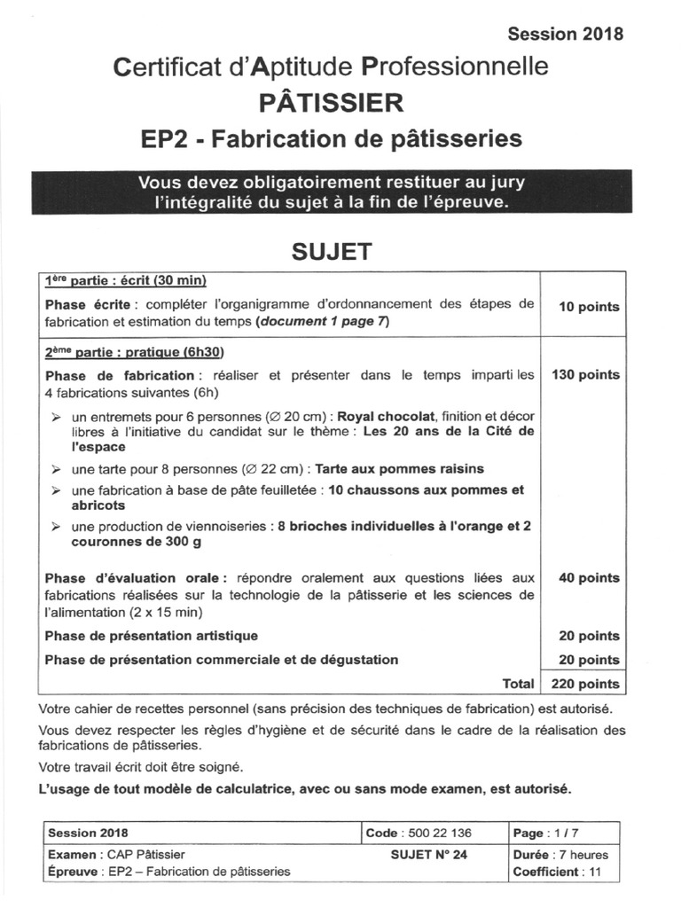 EP2 Patissier 2018 | PDF