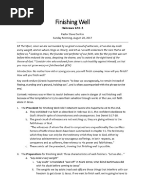 Finishing Well sermon outline