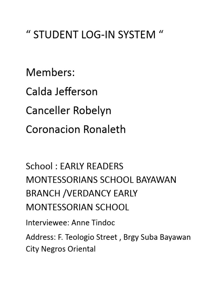 Student Log | PDF
