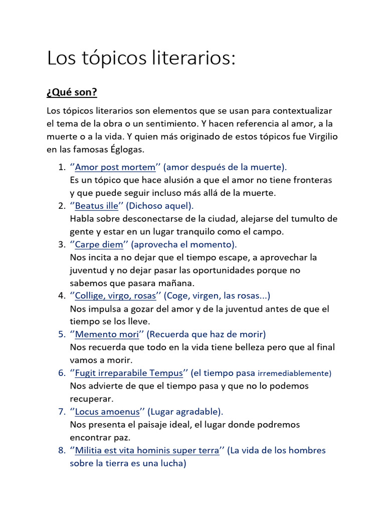 Resumen Topicos Literarios | PDF