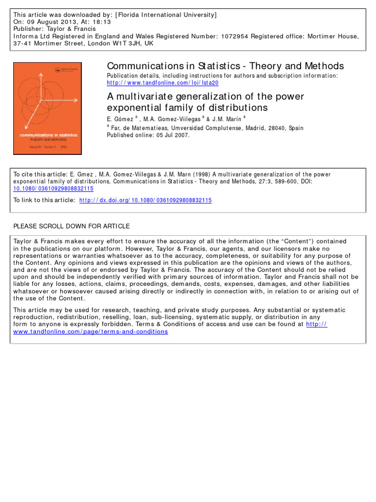 A Multivariate Generalization of The Power | PDF | Function ...