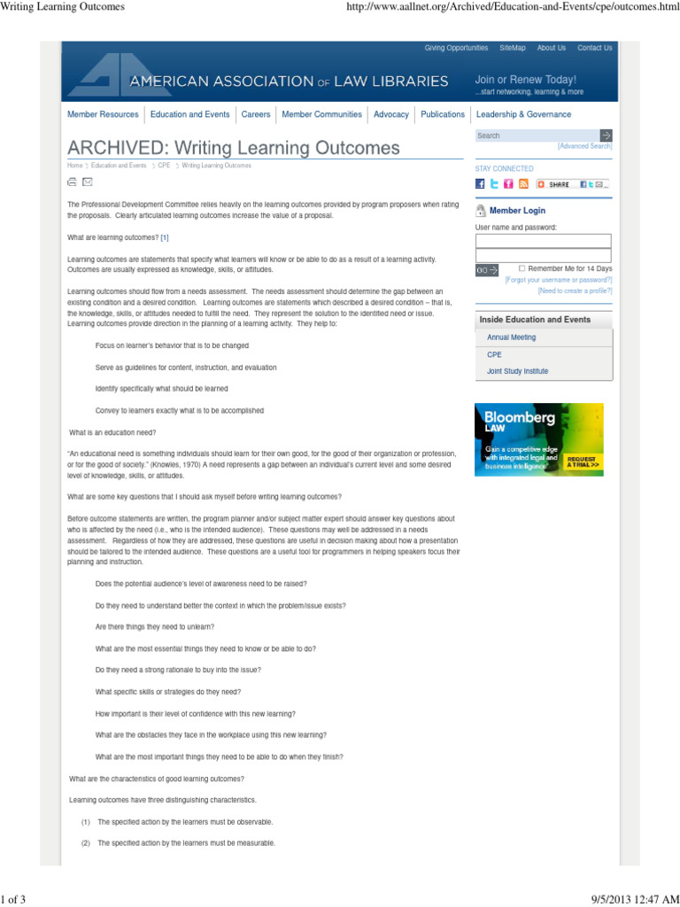 Writing Effective Learning Outcomes | PDF | Learning | Educational ...
