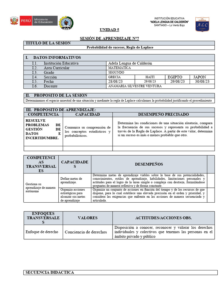 Sesion 07 probabilidad de sucesos regla de laplace pdf