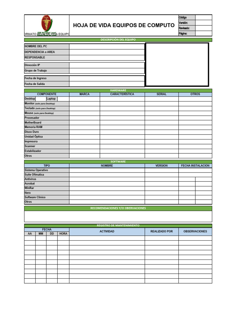 Formato HV Computador | PDF | Computadora de escritorio | Hewlett Packard