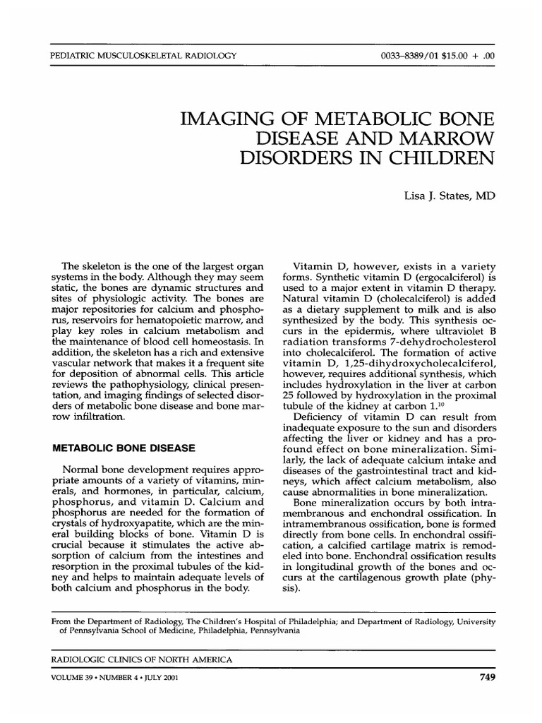 Imaging Metabolic Bone Disorders in Kids | PDF | Science & Mathematics
