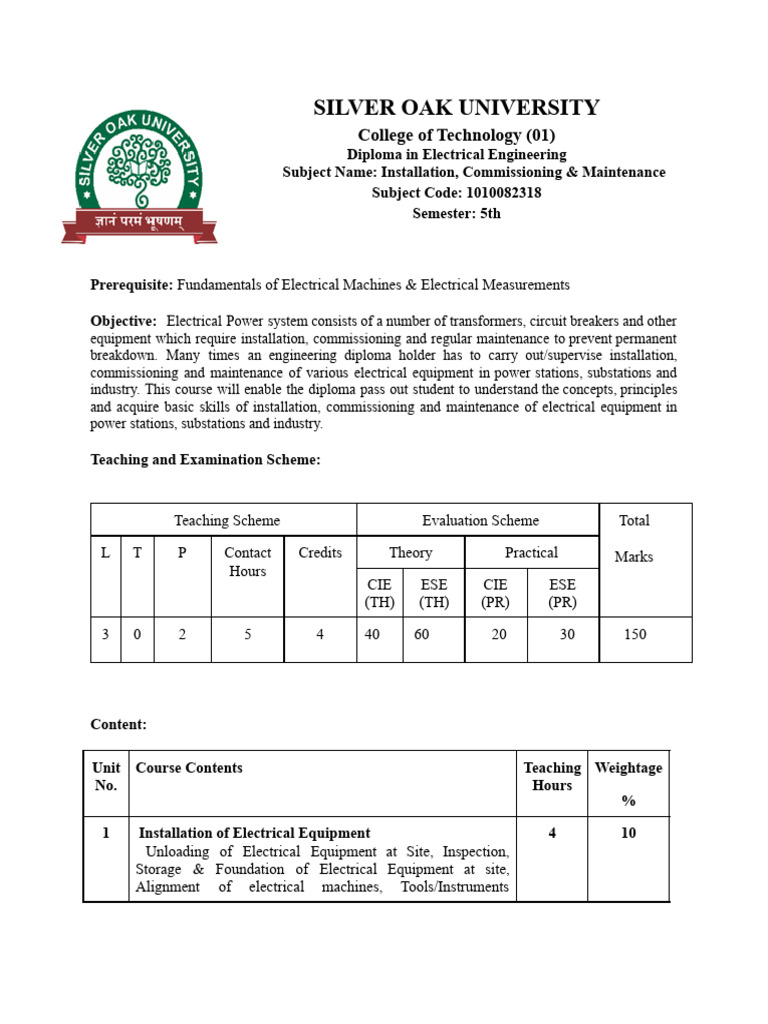 Installationcommissioning Maintenance Pdf Electric Motor Transformer