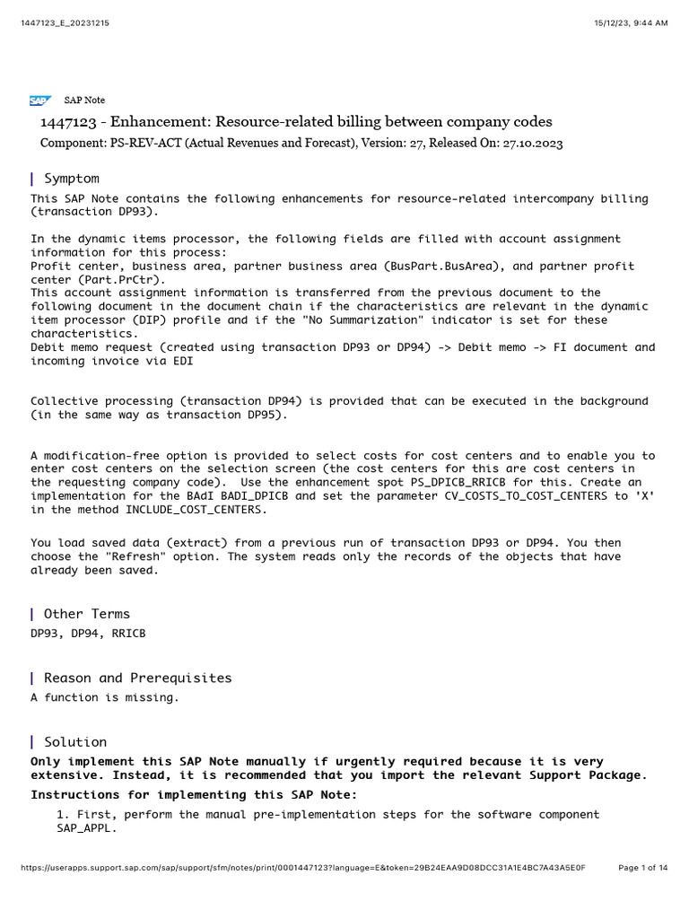Enhancements for RRICB in SAP DP93 | PDF | Computers