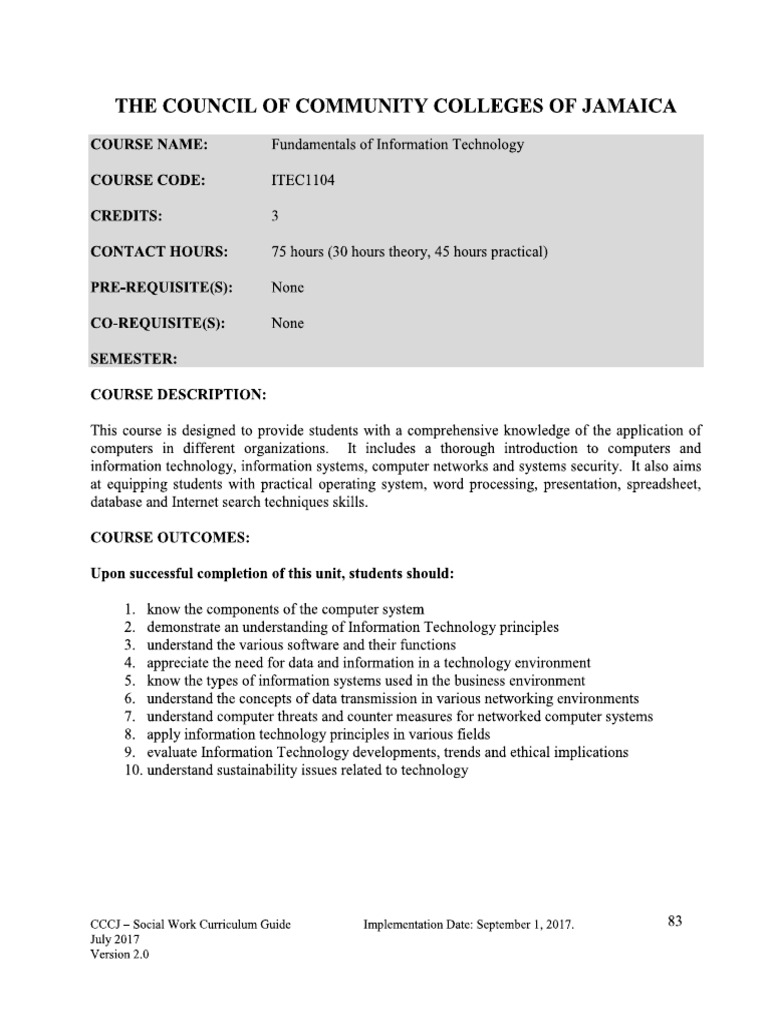 Fundamentals of Information Technology | PDF