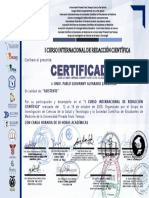 Certificado: I Curso Internacional de Redacción Científica