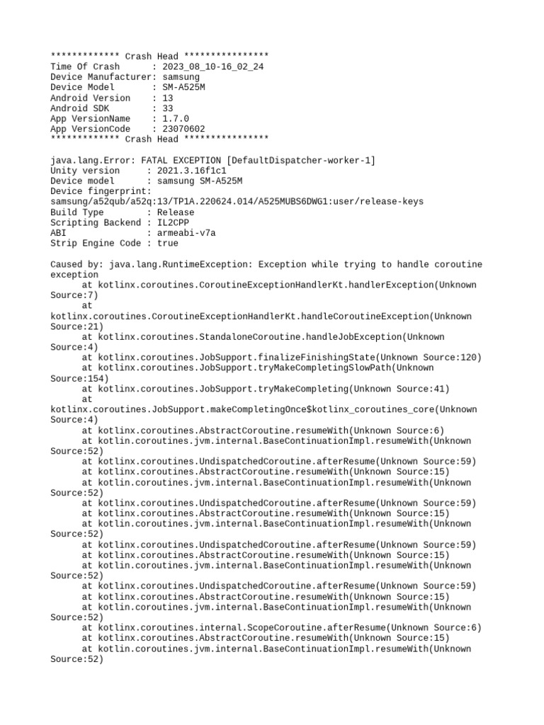 Samsung SM-A525M Crash Log Analysis | PDF | Android (Operating System ...