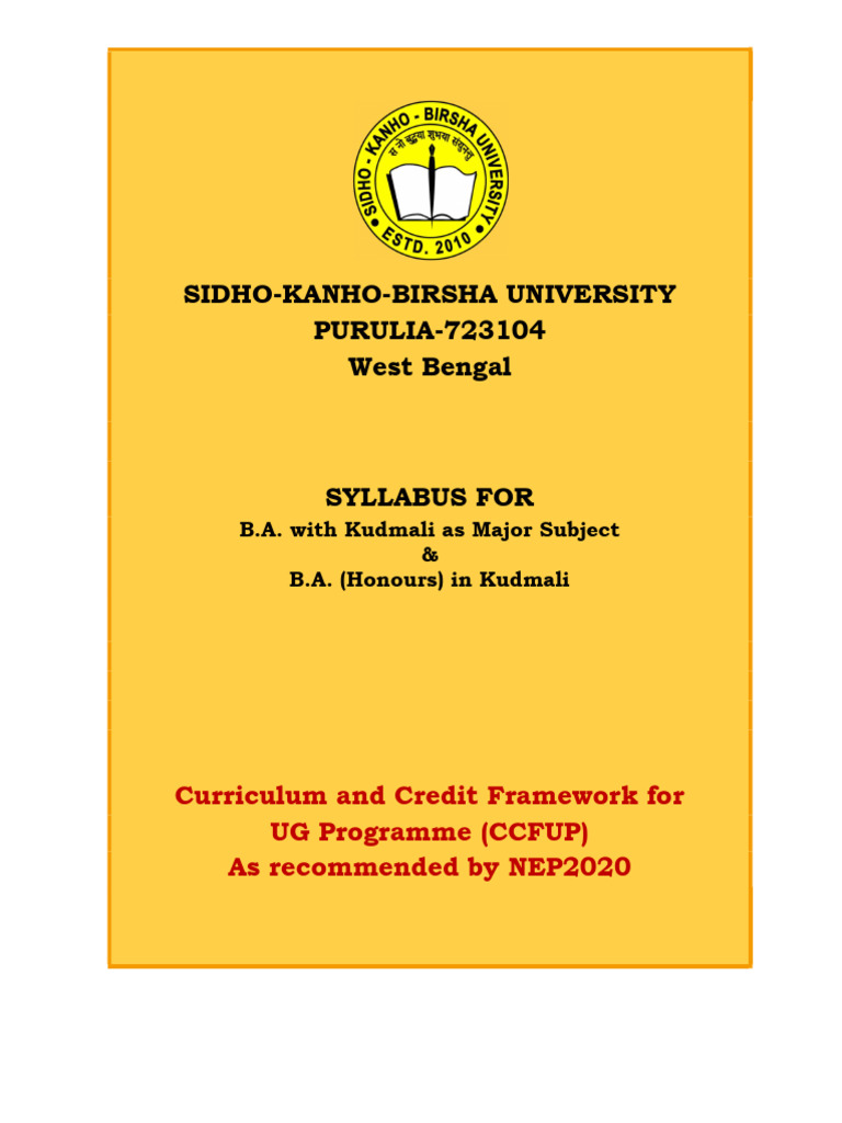 Ug Kudmali Syllabus Ccfup Nep 2020 skbu 14.07.2023 PDF Phoneme