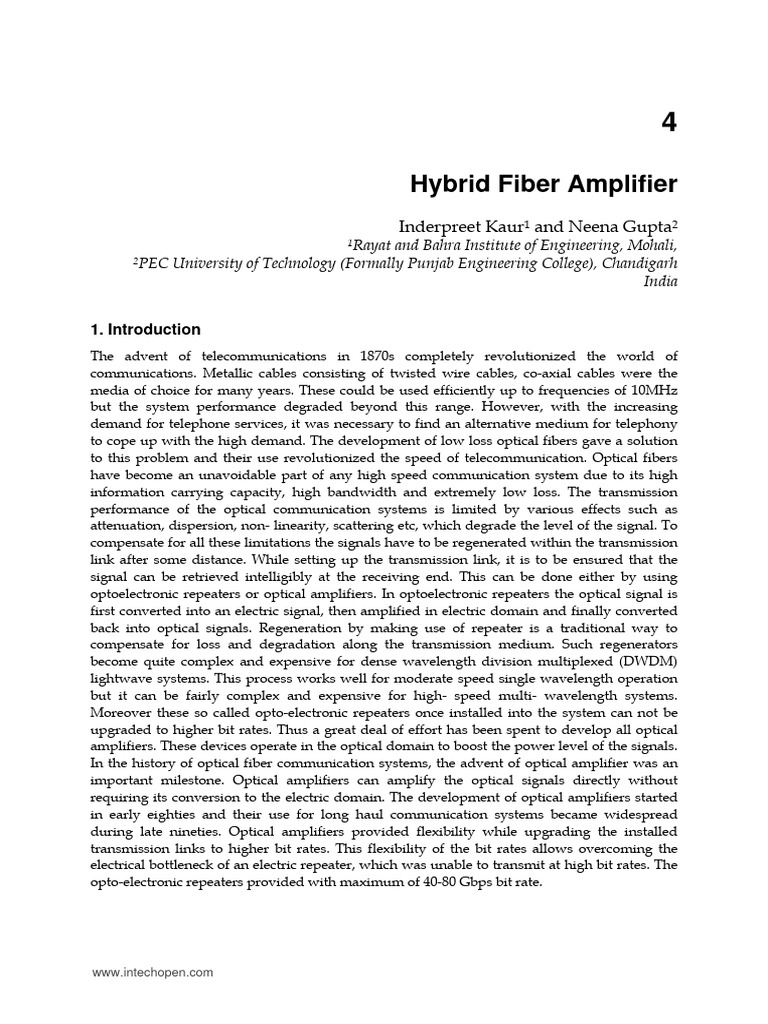InTech-Hybrid Fiber Amplifier | PDF | Wavelength Division Multiplexing ...