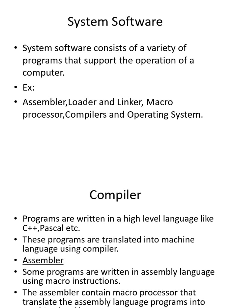 Unit I SSOS Notes PDF Assembly Language Programming