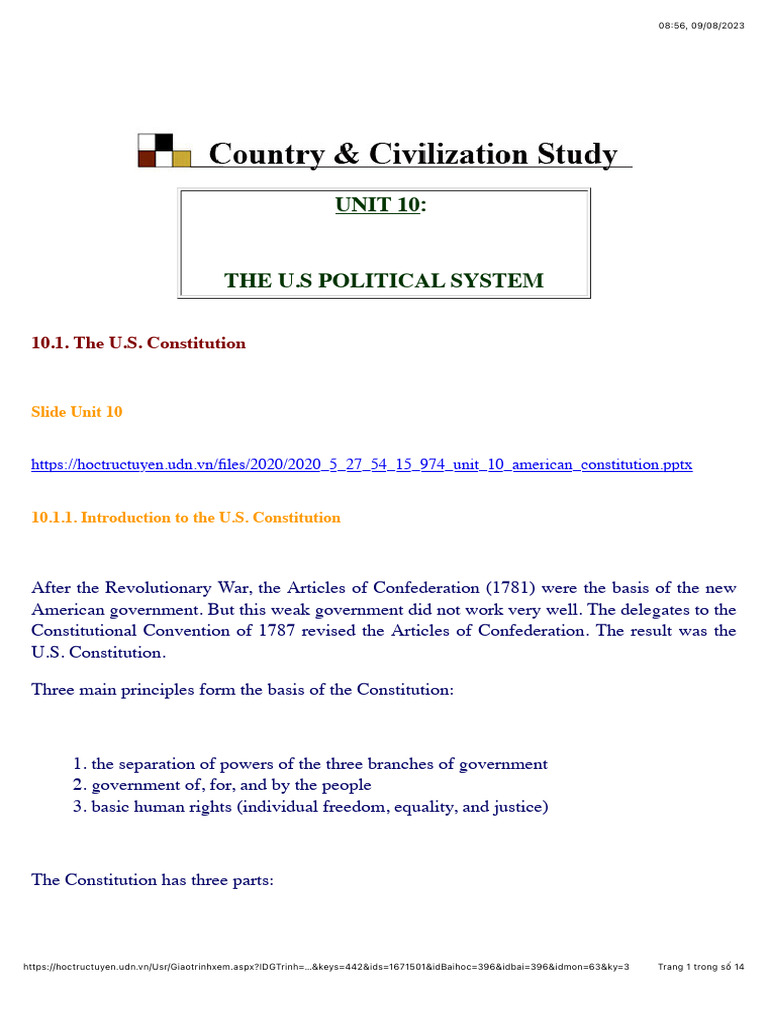 Overview of the U.S. Political System | PDF | Separation Of Powers ...