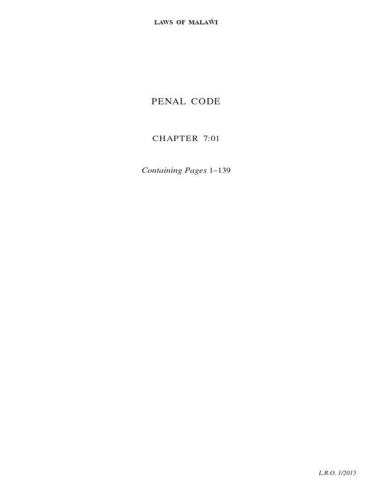 Malawi Penal Code Overview | PDF | Theft | Burglary