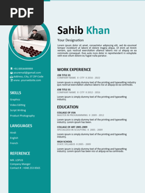 Editable Resume Format in Ms Word Download