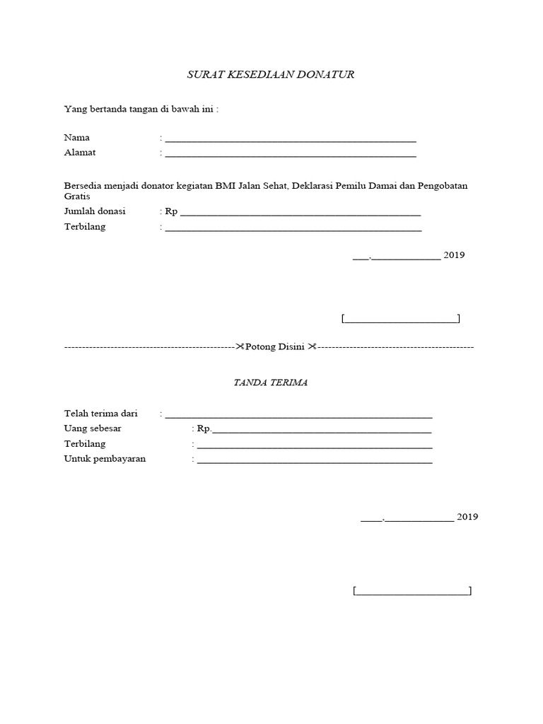 Surat Kesediaan Donatur | PDF | Pengelolaan Keuangan & Uang