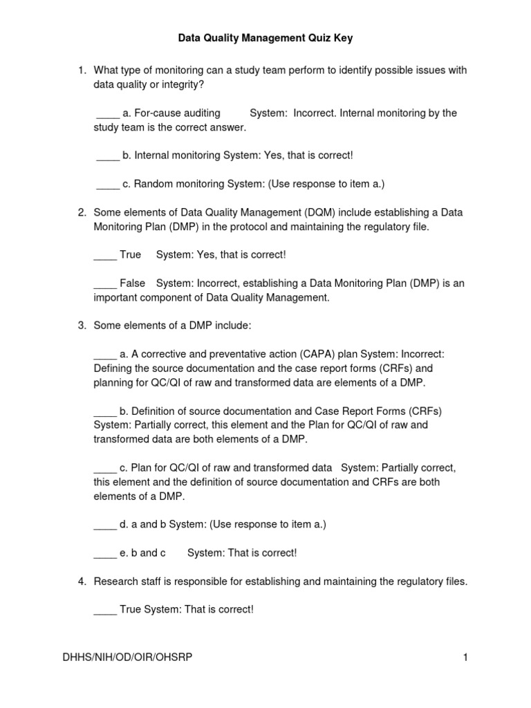 Data Quality Management Quiz Answers | PDF | Data Quality ...