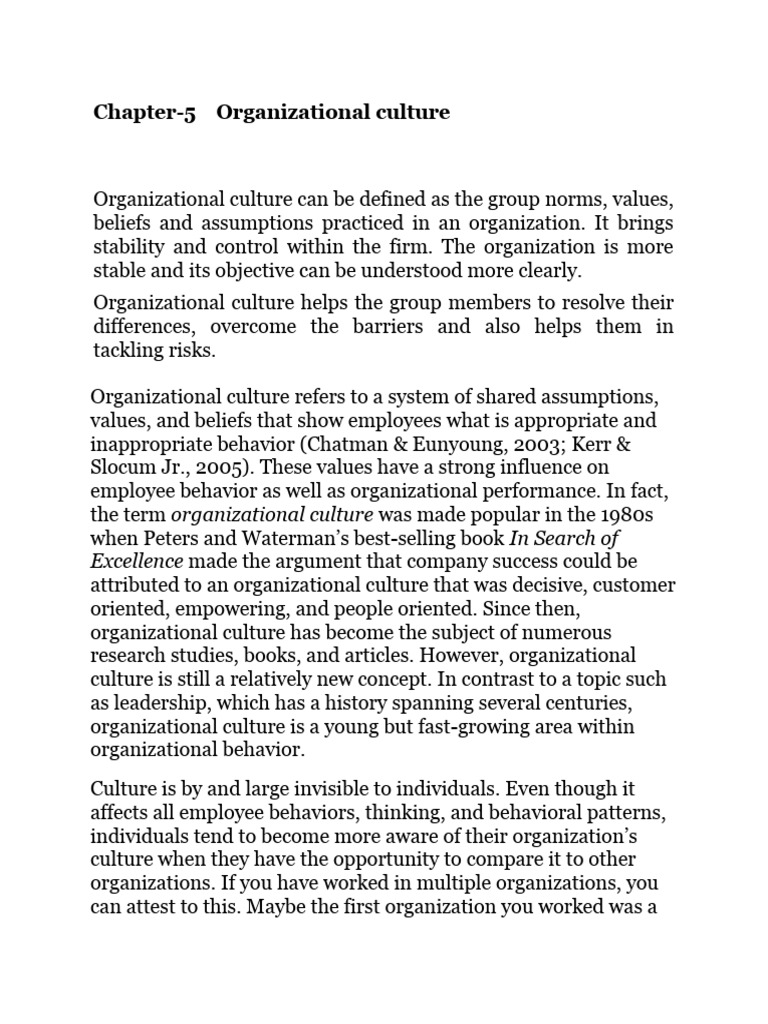 Understanding Organizational Culture | PDF