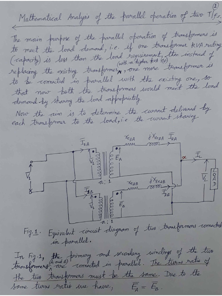 Notes parallel operation of transformers pdf