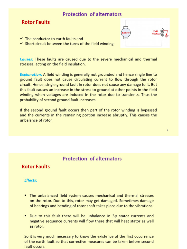 Alternator Fault Protection Methods | PDF | Relay | Electrical ...