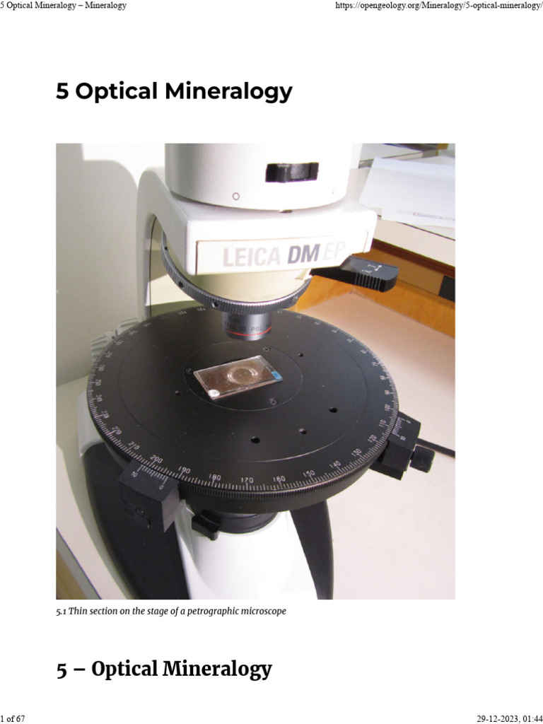 5 Optical Mineralogy Mineralogy PDF Refraction Dispersion (Optics)