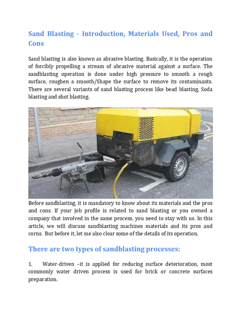 Sandblasting Overview Materials Benefits Pdf Abrasive Metals