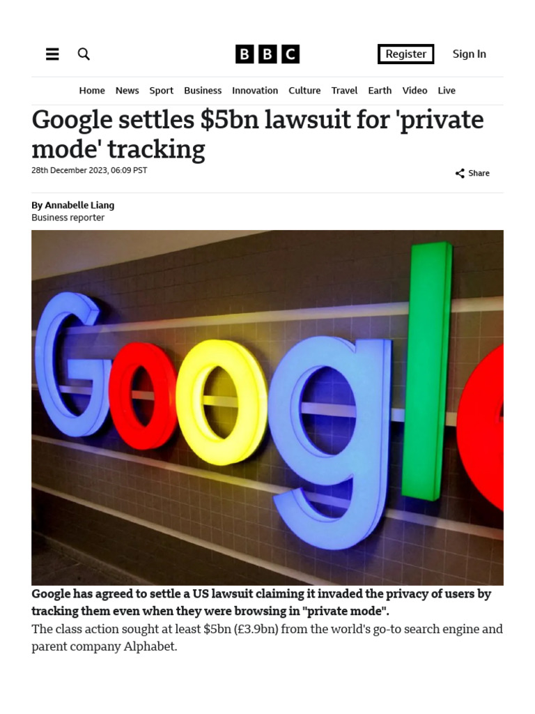 Google Settles $5B Privacy Lawsuit | PDF | Politics | Games & Activities