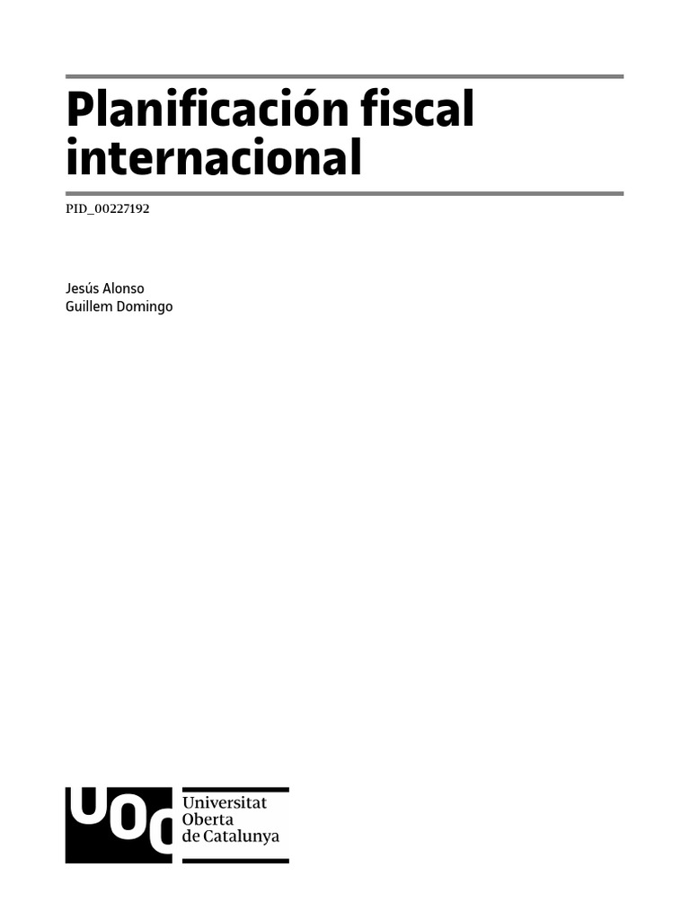 Fiscalidad Internacional Módulo 4 Planificación Fiscal Internacional