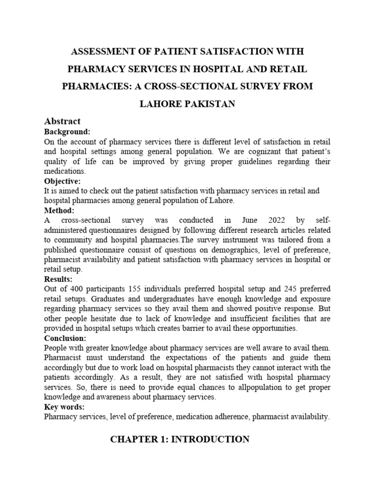 Patient Satisfaction with Pharmacy Services | PDF