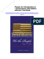 We The People An Introduction To American Government 10th Edition Patterson Test Bank